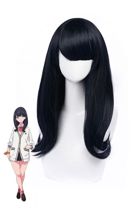 Anime SSSS.GRIDMAN Takarada Rikka Dark Blue Black Cosplay Wigs - lemailwigs