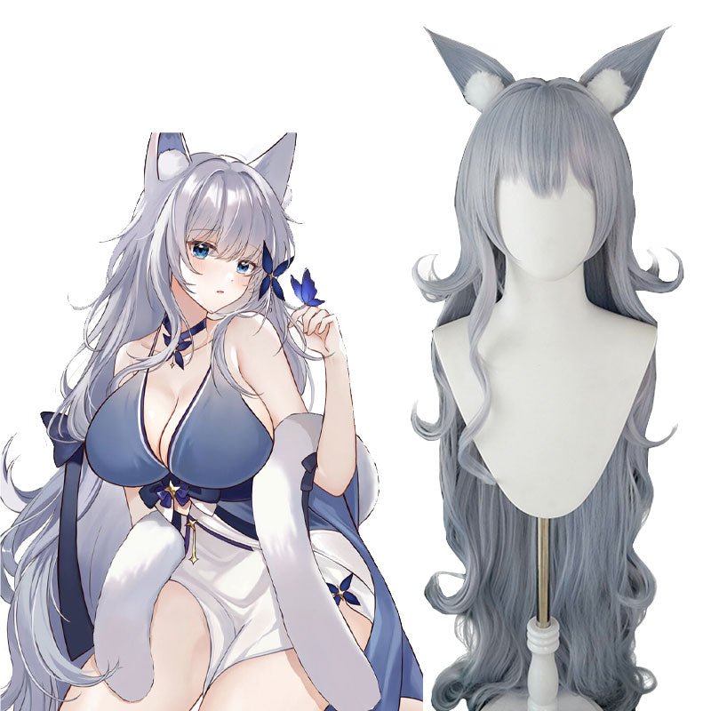 Azur Lane Shinano Long Curly Grey Cosplay Wig - lemailwigs