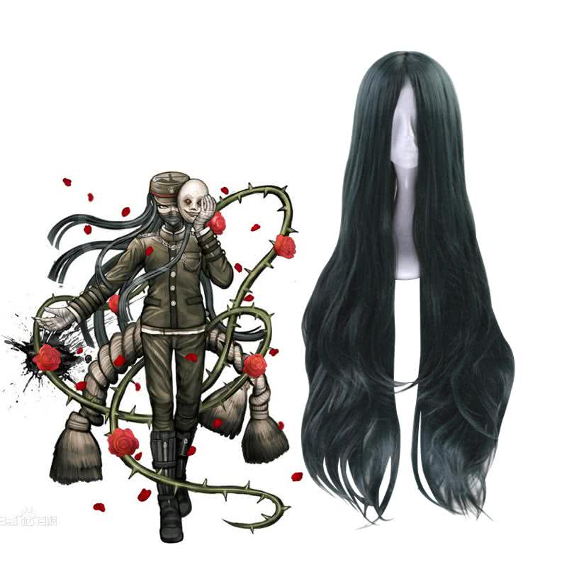 DanganRonpa V3 Korekiyo Shinguji 100cm Long Curly Dark Green Cosplay Wigs - lemailwigs