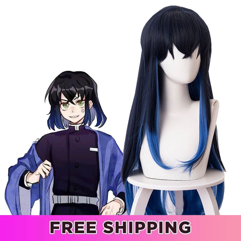 Demon Slayer Hashibira Inosuke Long Gradient Cosplay Wigs - lemailwigs