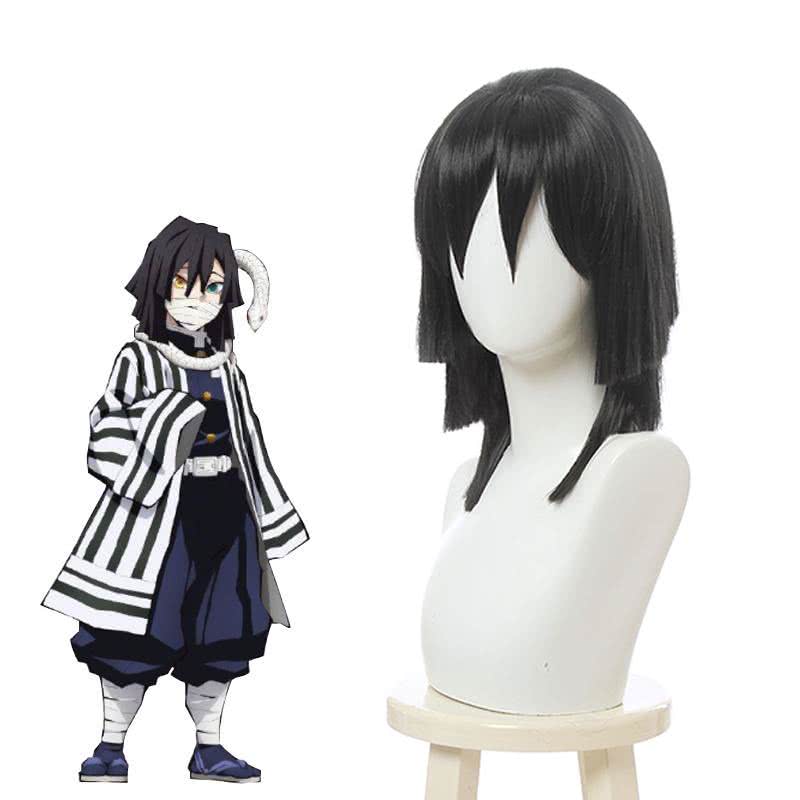 Demon Slayer / Kimetsu no Yaiba Iguro Obanai Short Layer Black Cosplay Wigs - lemailwigs