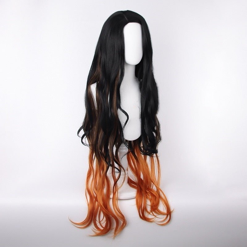 Demon Slayer / Kimetsu no Yaiba Kamado Nezuko Long Curly Gradient Cosplay Wigs - lemailwigs