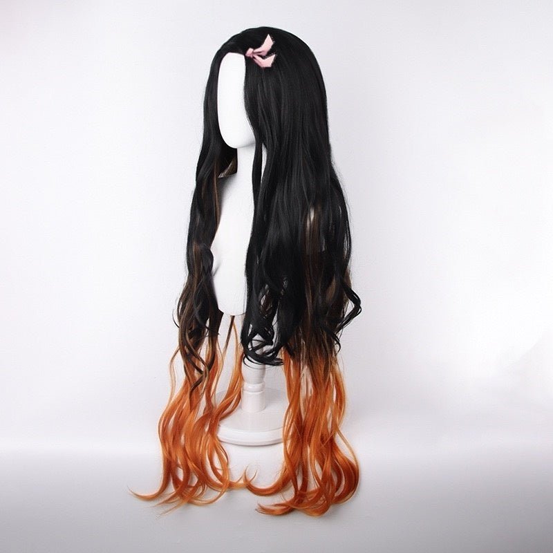 Demon Slayer / Kimetsu no Yaiba Kamado Nezuko Long Curly Gradient Cosplay Wigs - lemailwigs