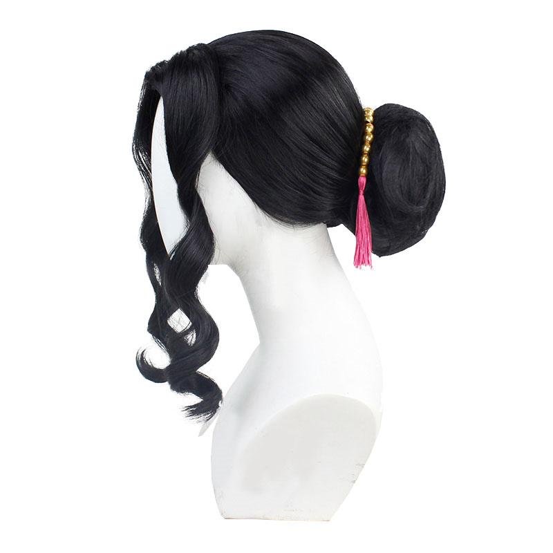 Demon Slayer Muzan Kibutsuji Female Black Curly Cosplay Wig - lemailwigs