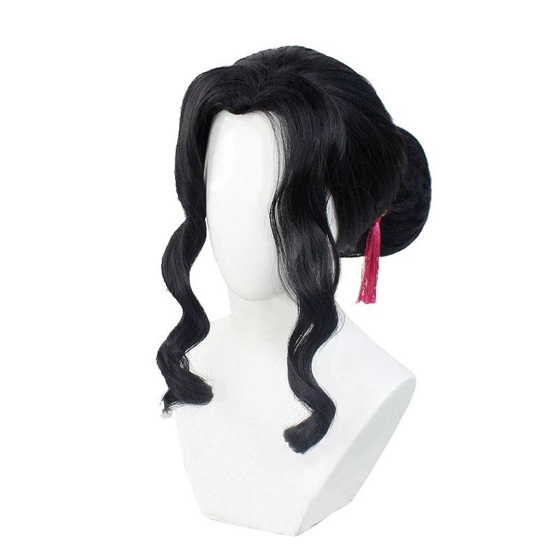 Demon Slayer Muzan Kibutsuji Female Black Curly Cosplay Wig - lemailwigs