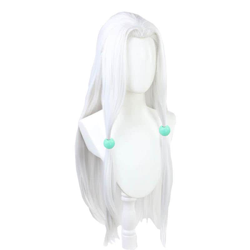 Demon Slayer Rui Spider Sister White Long Straight Cosplay Wigs With Free Headdress - lemailwigs