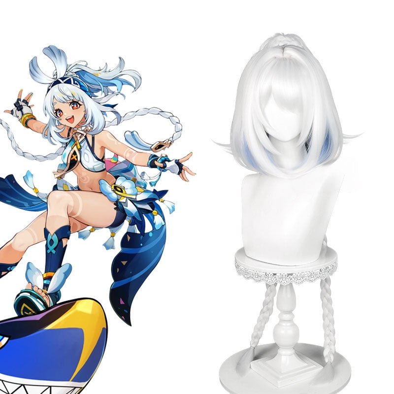 【Early Bird Price】Genshin Impact Natlan Mualani Silver mixed Blue Long Cosplay Wig - lemailwigs
