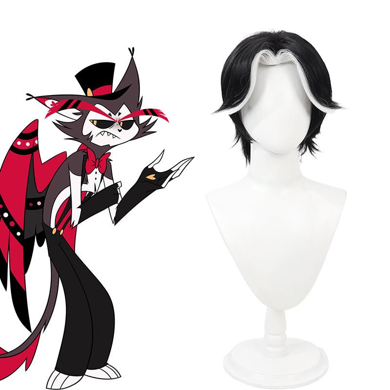 【Early Bird Price】Hazbin Hotel Husk Black mixed White Cosplay Wig - lemailwigs