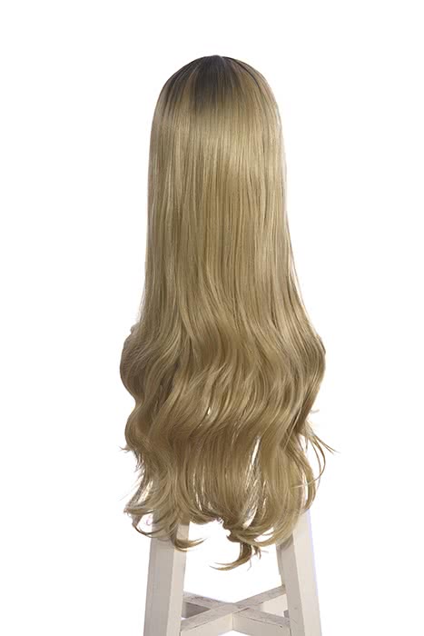 Fashion European Black Gradient Blond Long Curly Women Wigs - lemailwigs