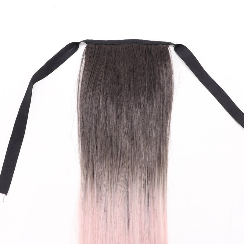 Fashion Long Straight Hair Gradient Pink Ponytail Cosplay Wigs - lemailwigs