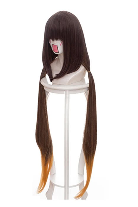 Fate/GrandOrder Osakabehime Cosplay Wigs Brown Mixed Yellow Long Bunches - lemailwigs