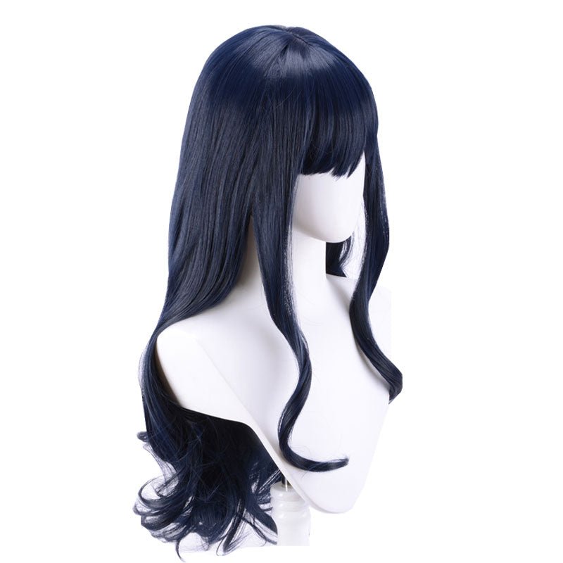 Final Fantasy XIV Gaia Dark Bule Curly Cosplay Wig - lemailwigs