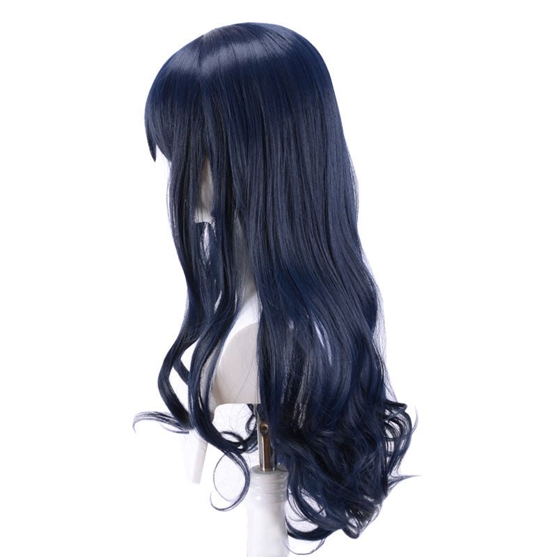 Final Fantasy XIV Gaia Dark Bule Curly Cosplay Wig - lemailwigs
