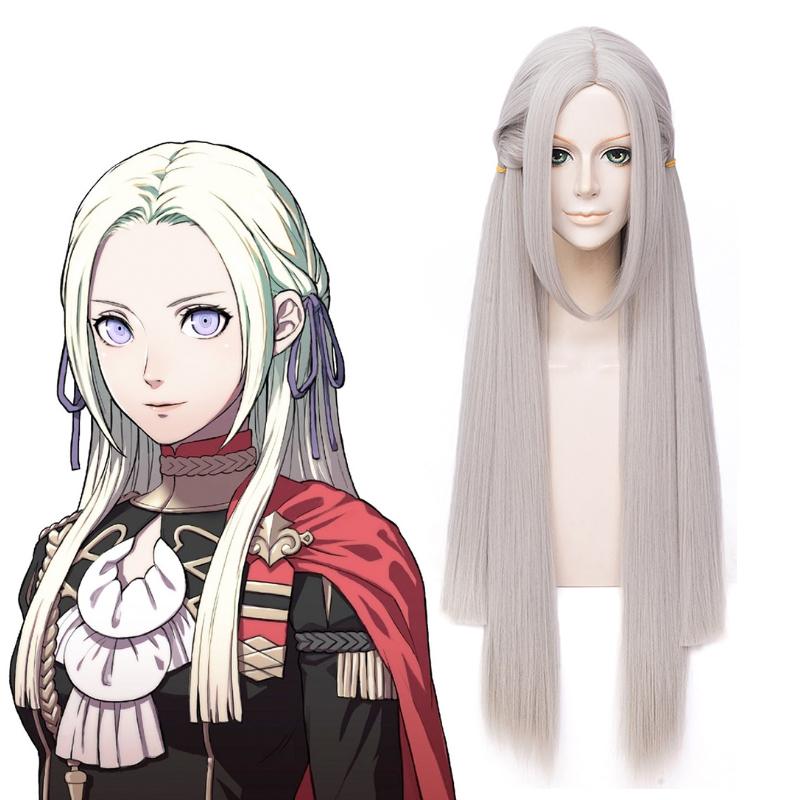 Fire Emblem: ThreeHouses Edelgard Long Straight Grey Cosplay Wigs - lemailwigs