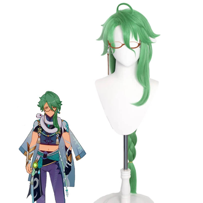 Game Genshin Impact Baizhu Long Green Braided Cosplay Wigs - lemailwigs