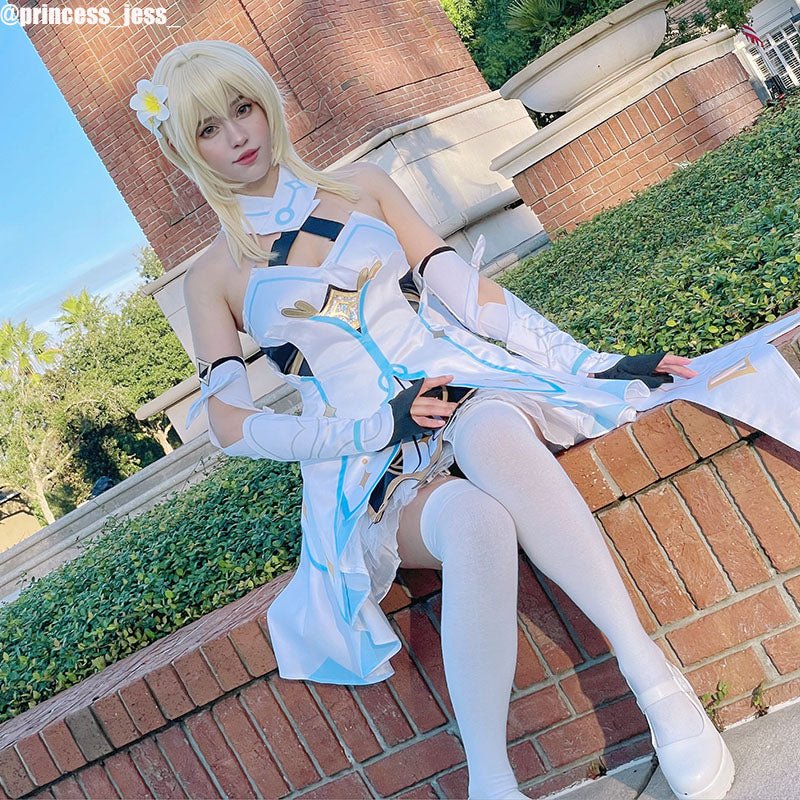 Game Genshin Impact Lumine Ying Short Straight Blonde Cosplay Wigs - lemailwigs