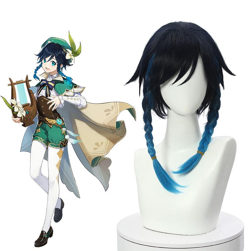 Game Genshin Impact Venti Gradient Blue Braided Cosplay Wigs - lemailwigs