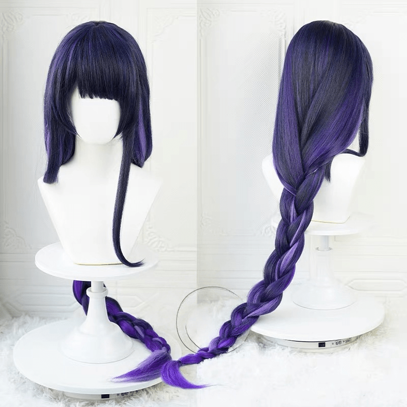 Genshin Impact Baal Dark Purple Long Braid Cosplay Wigs - A - lemailwigs