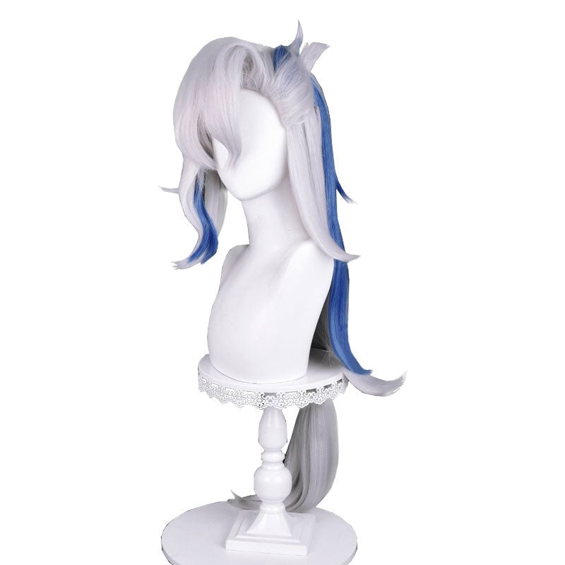Genshin Impact Fontaine Neuvillette Grey Mixed Blue Cosplay Wig2