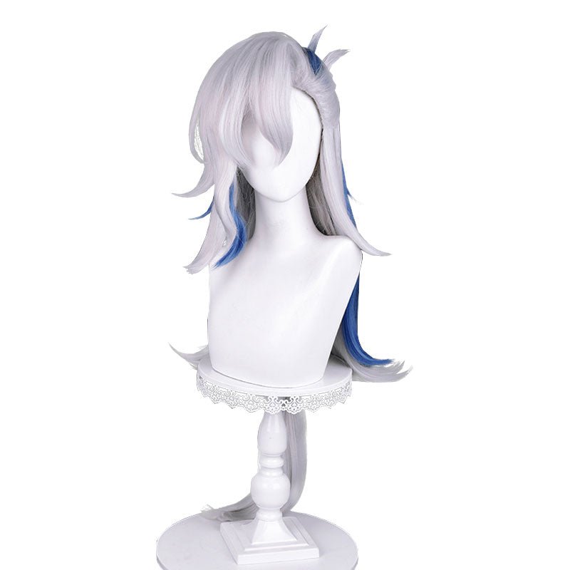 Genshin Impact Fontaine Neuvillette Grey Mixed Blue Cosplay Wig1