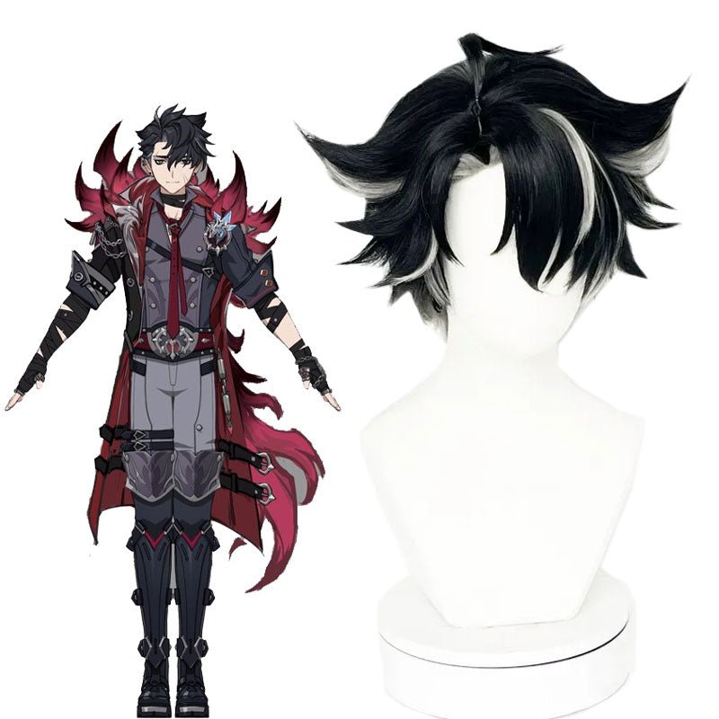 Genshin Impact Fontaine Wriothesley Black Mixed Grey Cosplay Wig - lemailwigs