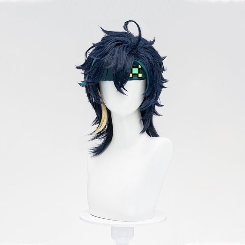 Genshin Impact Kinich Blue Black Short Cosplay Wig - lemailwigs