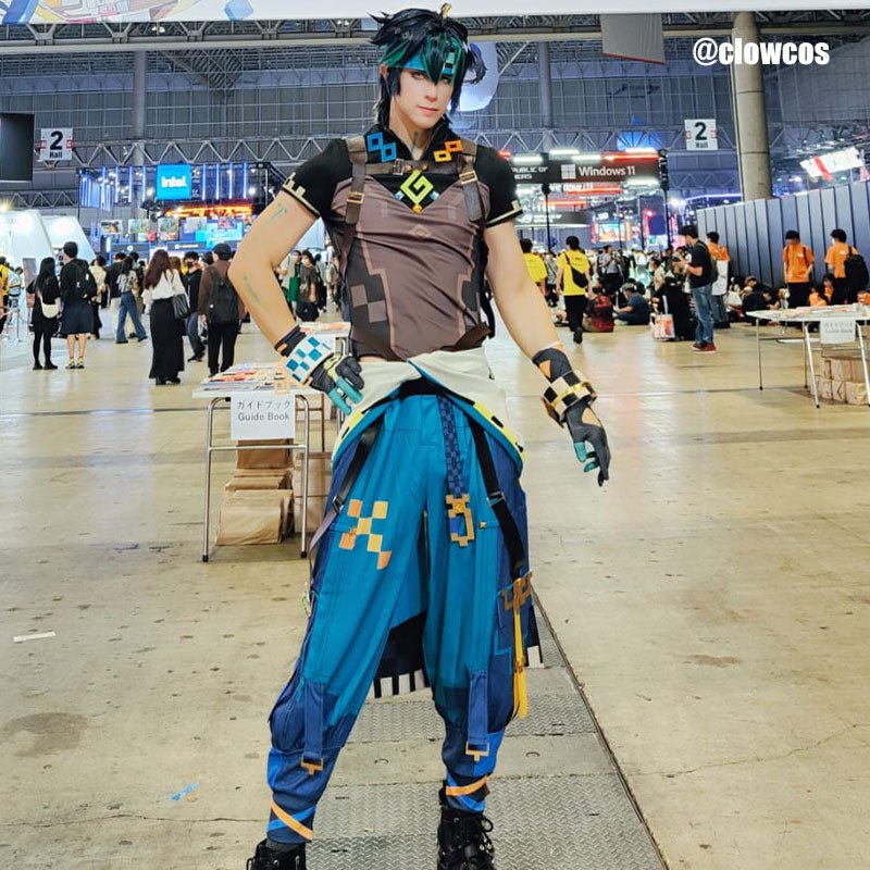 Genshin Impact Kinich Blue Black Short Cosplay Wig - lemailwigs