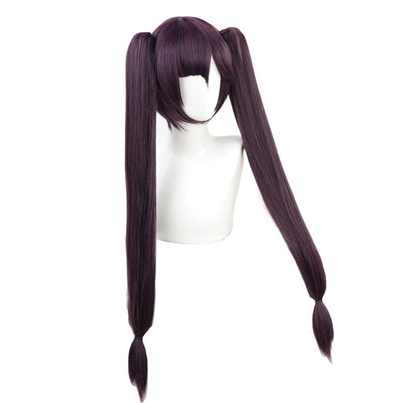 Genshin Impact Mona Long Straight Purple Ponytail Cosplay Wigs - lemailwigs
