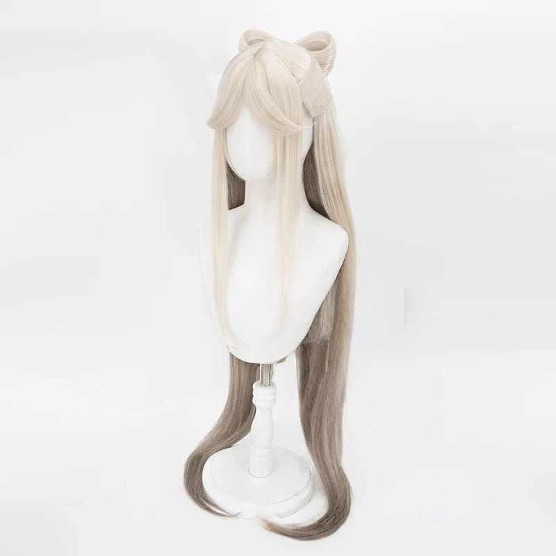 Genshin Impact Ningguang Long Straight Blonde Cosplay Wigs With Bow - lemailwigs