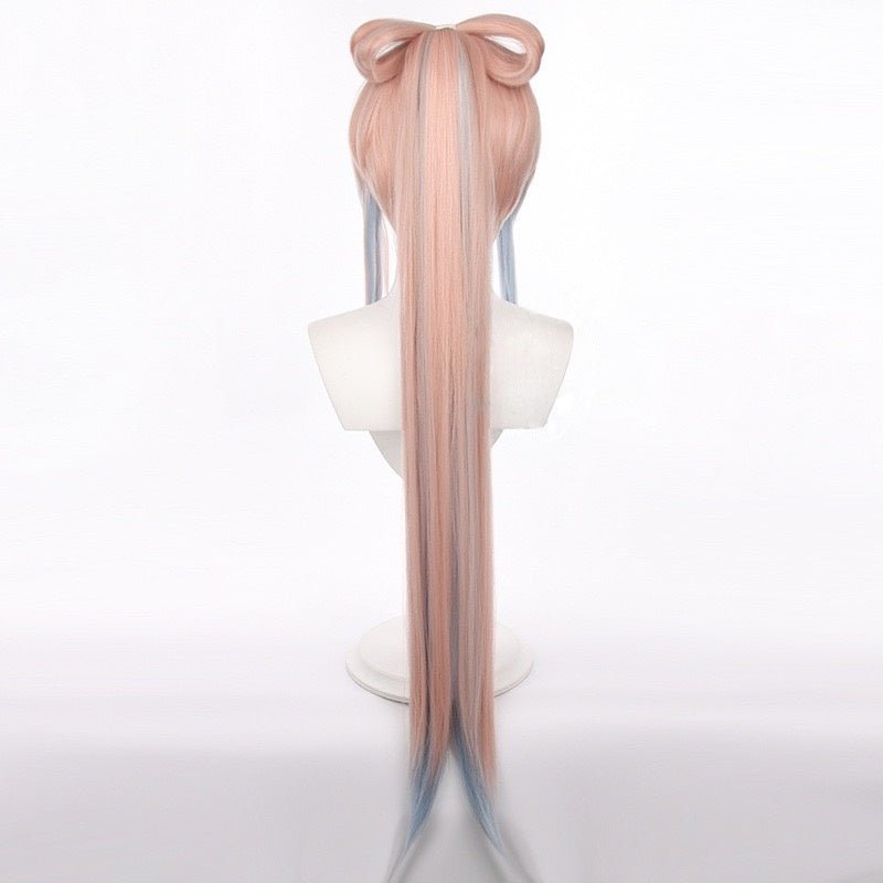 Genshin Impact Sannomiya Kokomi Pink Gradient Blue Long Straight Bow Women Cosplay Wigs - lemailwigs
