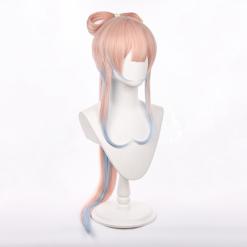 Genshin Impact Sannomiya Kokomi Pink Gradient Blue Long Straight Bow Women Cosplay Wigs - lemailwigs