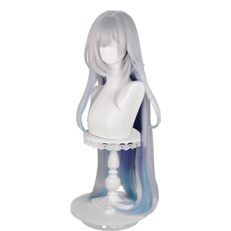 Genshin Impact Skirk Grey Mixed Blue Cosplay Wig - lemailwigs