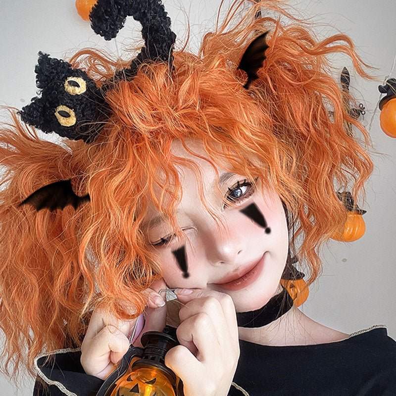 Halloween Curly Pumpkin Devil Orange Cosplay Wigs - lemailwigs