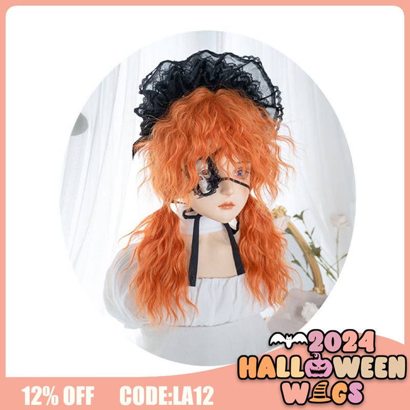 Halloween Curly Pumpkin Devil Orange Cosplay Wigs - lemailwigs