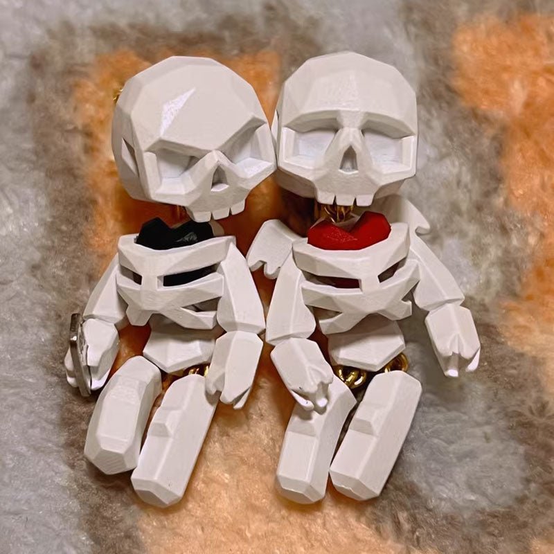 Halloween Heart Small Skull Ear Clip Earrings - lemailwigs