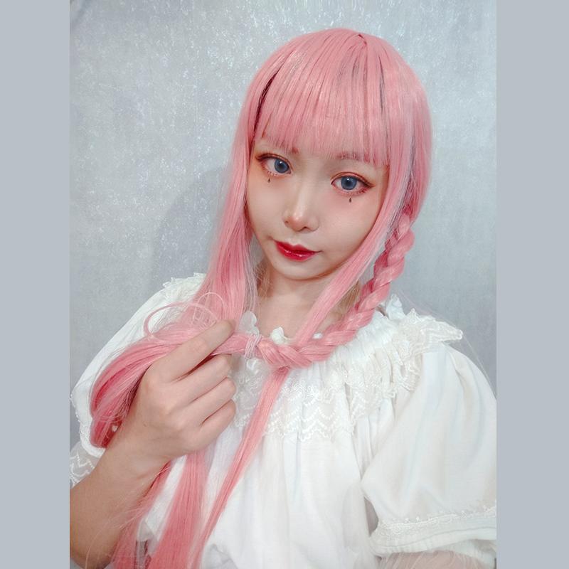 Halloween Long Pink Lolita Wigs 73cm Straight Woman Hair Cute Cosplay Wigs - lemailwigs