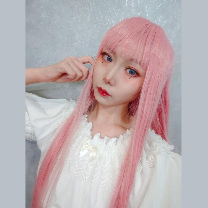 Halloween Long Pink Lolita Wigs 73cm Straight Woman Hair Cute Cosplay Wigs - lemailwigs