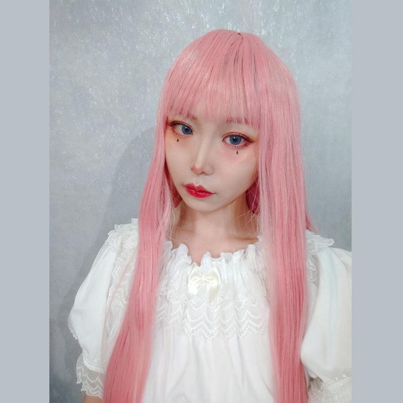 Halloween Long Pink Lolita Wigs 73cm Straight Woman Hair Cute Cosplay Wigs - lemailwigs