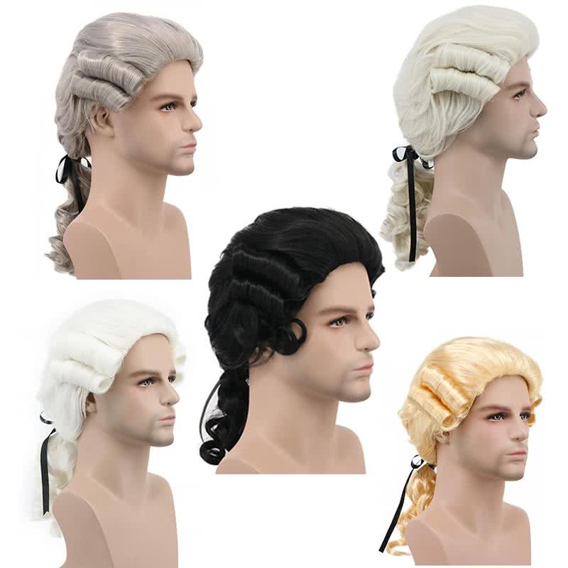 Halloween Men Long Curly Judge Wigs Evening Party Cosplay Wigs - lemailwigs