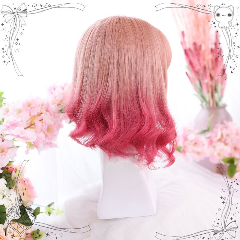 Harajuku Short Curly Pink Gradient Lolita Wig - lemailwigs