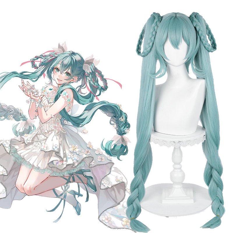 Hatsune Miku Long Light Green Double Tail Cosplay Wig - lemailwigs