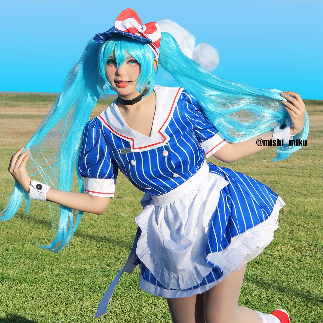 Hatsune Miku Mesmerizer Blue Halloween Cosplay Costume And Long Wig Kit - lemailwigs