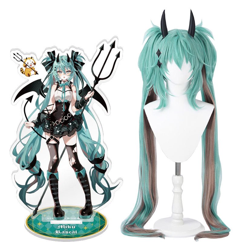 Hatsune Miku x Rascal Green Mixed Brown Cosplay Wig - lemailwigs