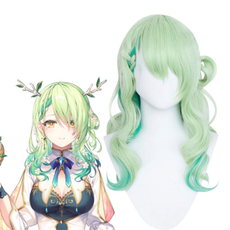 Hololive Ceres Fauna Green Curly Virtual anchor Cosplay Wigs - lemailwigs