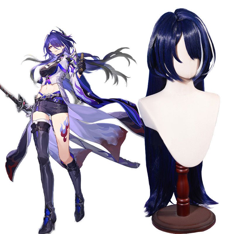 Honkai: Star Rail Acheron Dark Blue Mixed White Cosplay Wig - lemailwigs