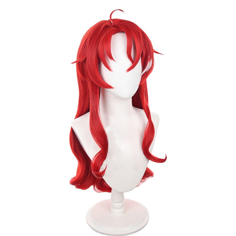 Honkai: Star Rail Argenti Red Mixed Grey Curly Cosplay Wig - lemailwigs