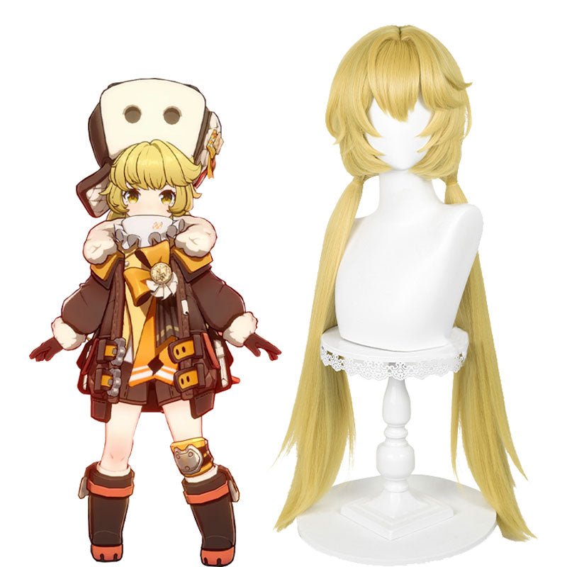 Honkai: Star Rail Hook Long Yellow Double Ponytail Cosplay Wig - lemailwigs