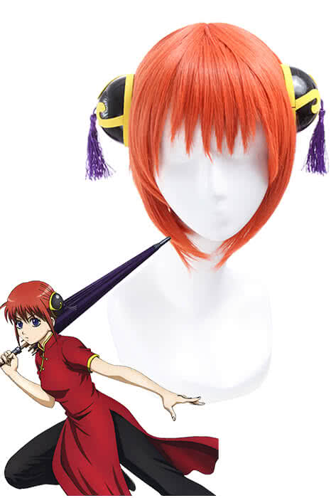 Japanese Anime Gintama /Silver Soul Kagura Orange Cosplay Wig - lemailwigs