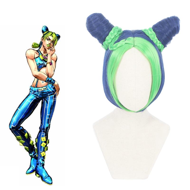 JoJo's Bizarre Adventure Jolyne Cujoh Blue Mixed Green Cosplay Wigs - lemailwigs