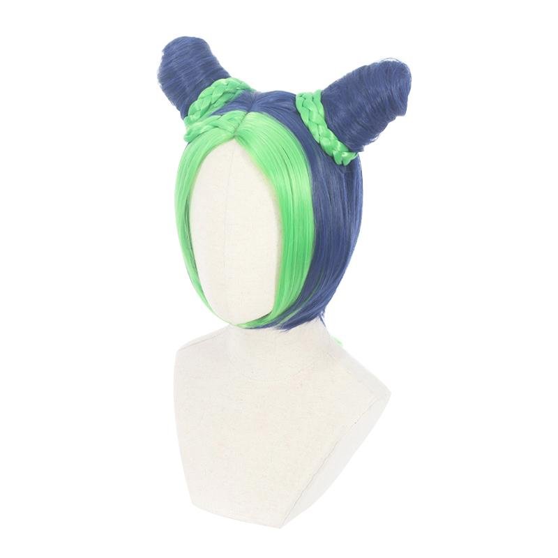 JoJo's Bizarre Adventure Jolyne Cujoh Blue Mixed Green Cosplay Wigs - lemailwigs